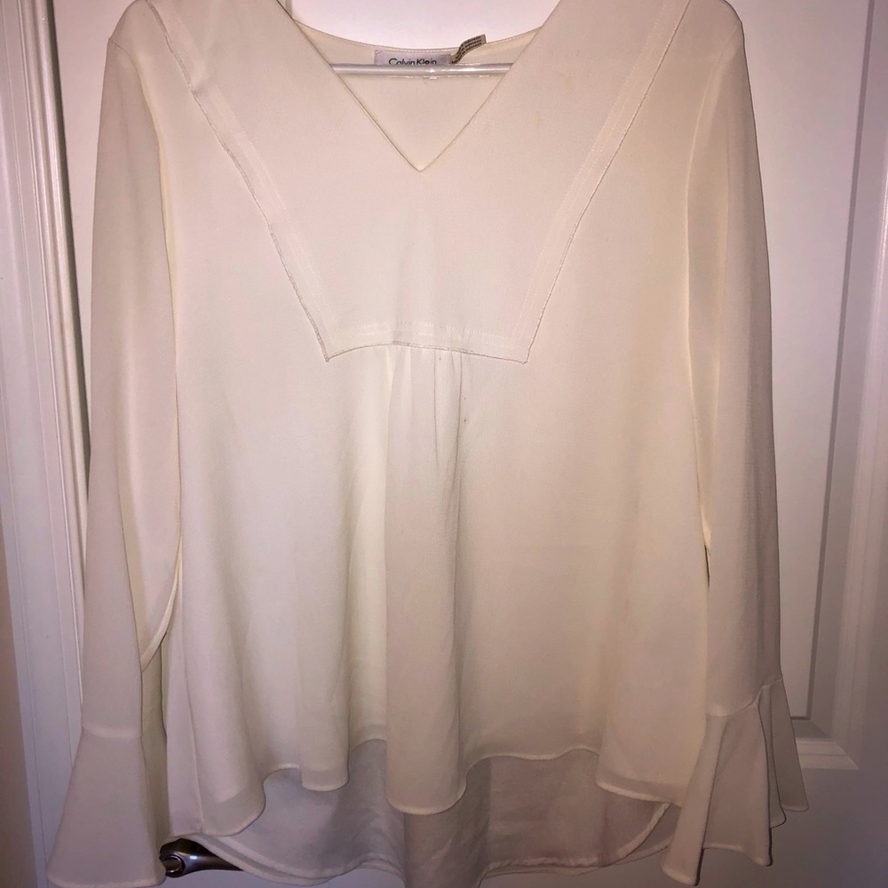 Calvin Klein White Long Sleeve Blouse